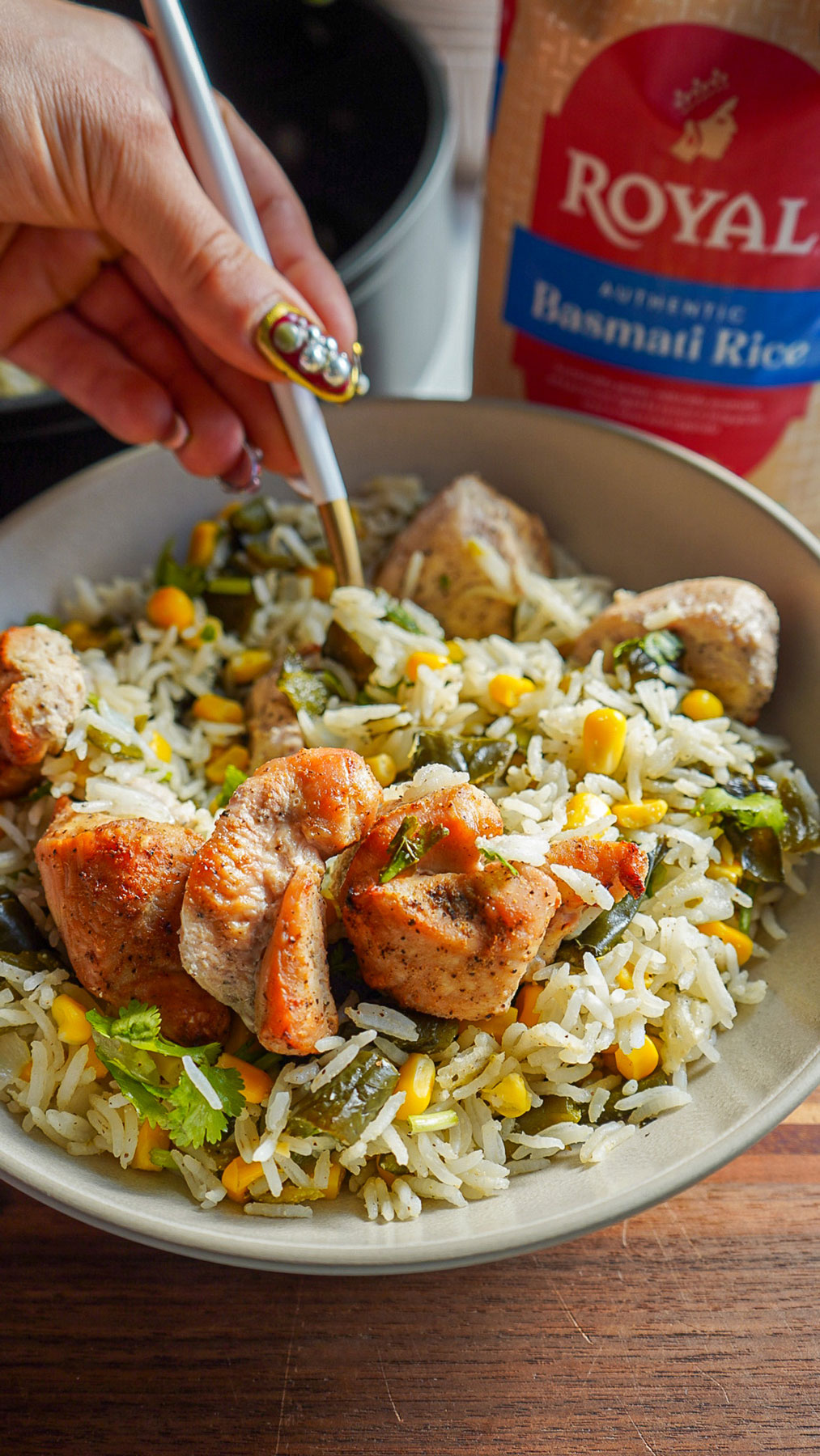 Poblano Corn Rice with Grilled Chicken