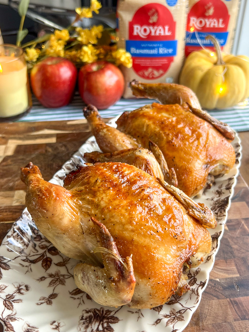 Cornish Hens with Apple Cranberry Rice Stuffing