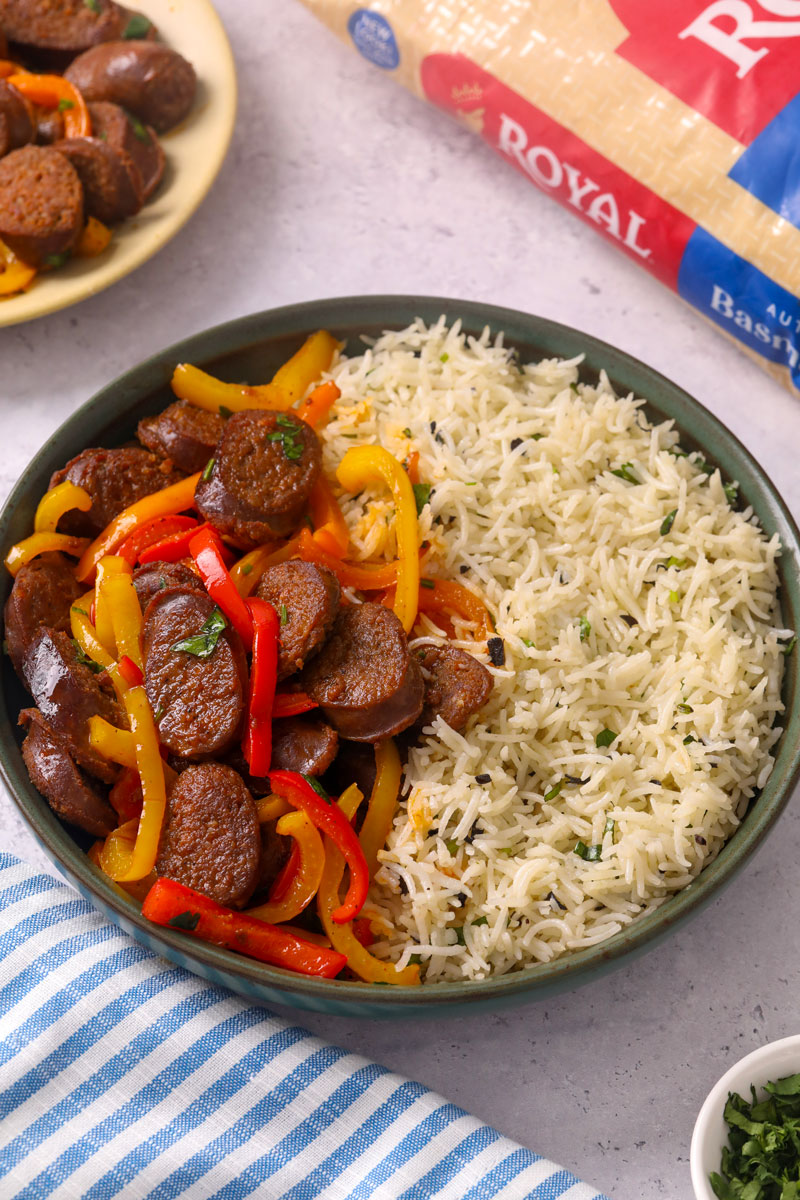 Spanish-Style Chorizo & Peppers with Herby Basmati Rice