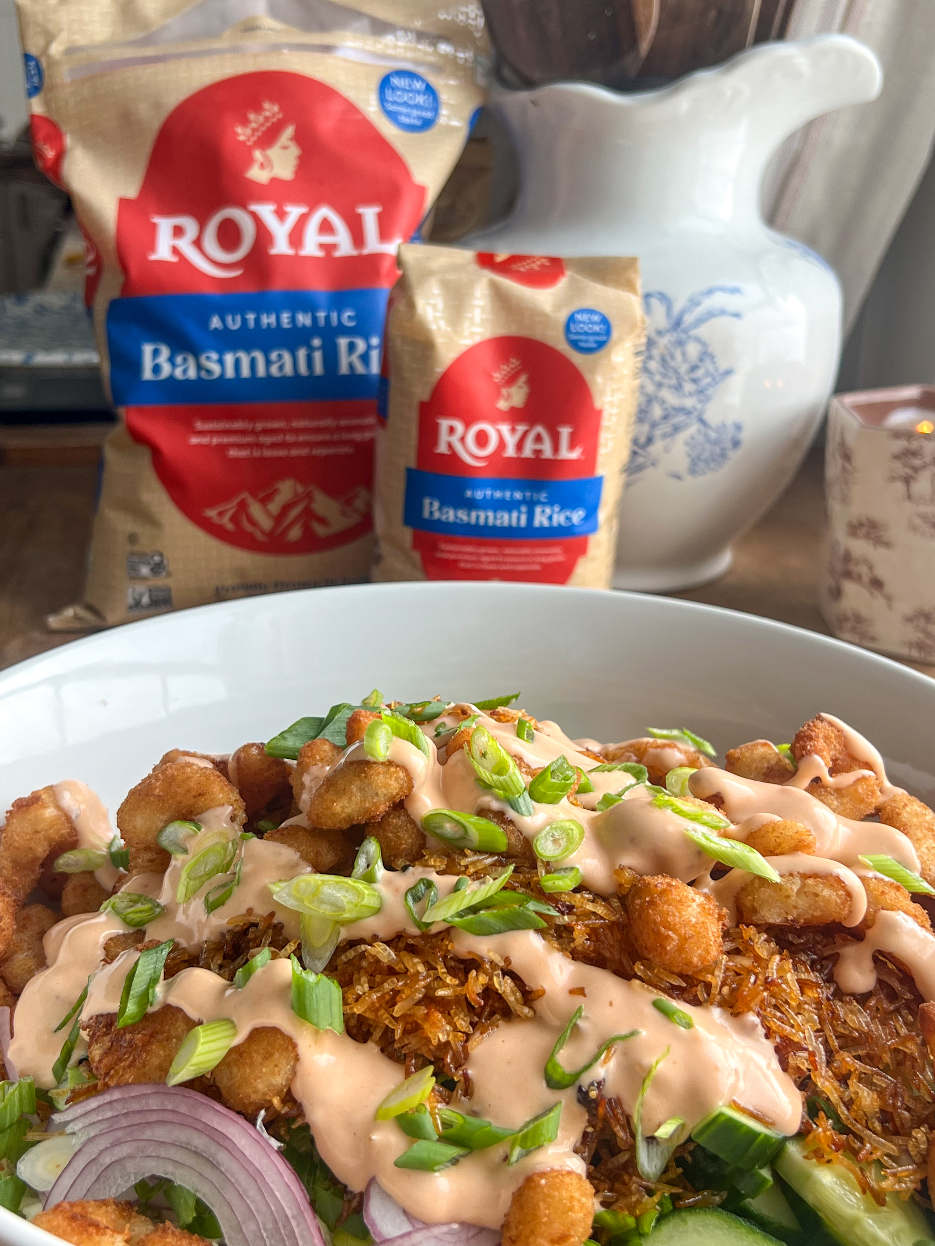 Crispy Rice Salad with Bang Bang Shrimp