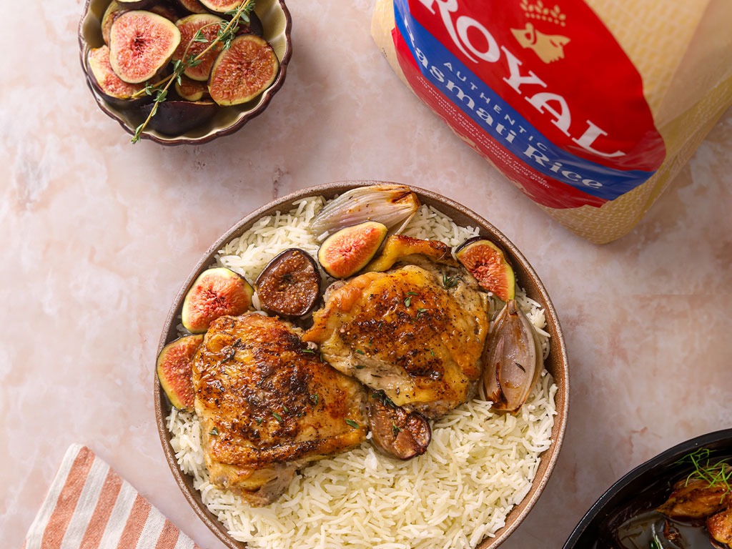 Fig Chicken Roast with Shallot Basmati Rice