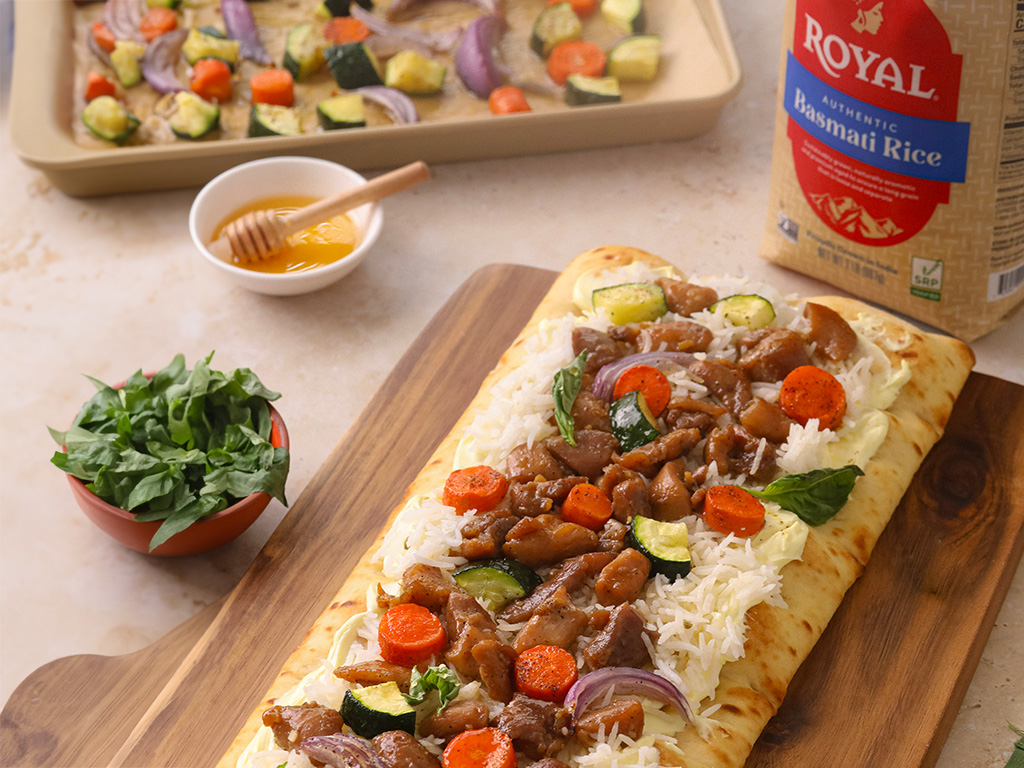 Honey Chicken Basmati & Whipped Goat Cheese Flatbread