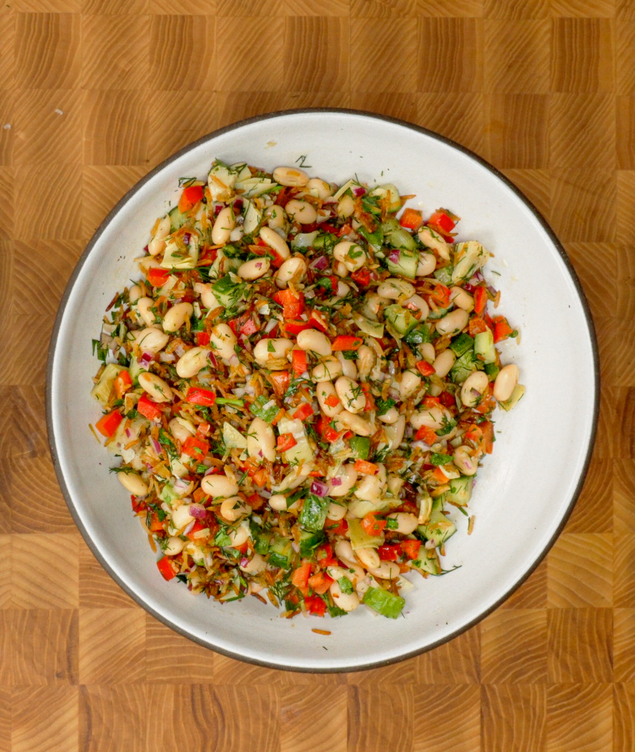 Calabrian Chili Crispy Rice White Bean Salad
