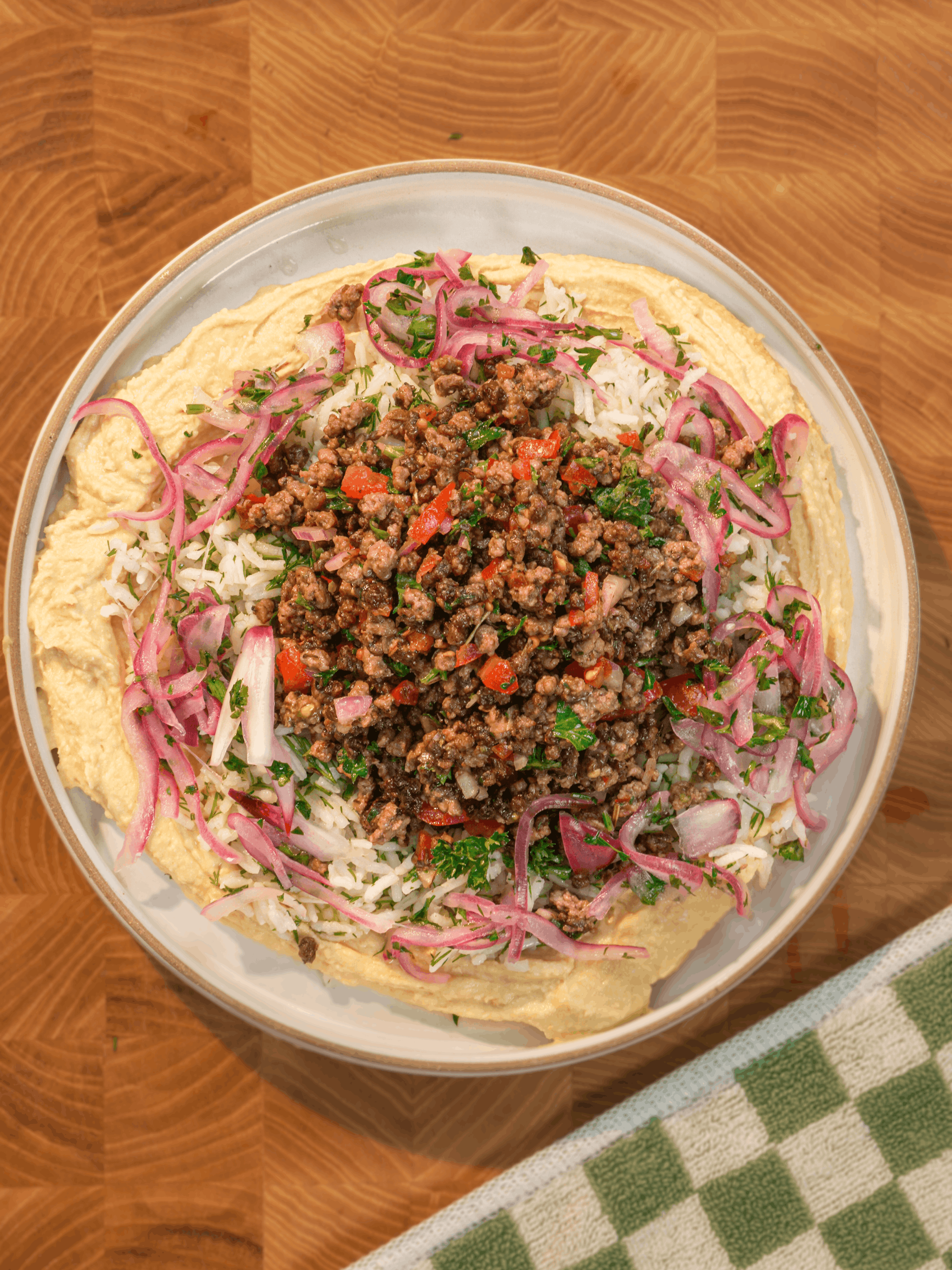 Ground Beef Gyro and Creamy Hummus Rice Bowls