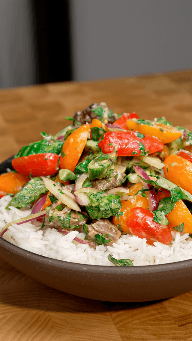 Summer Steak Salad Rice Bowls