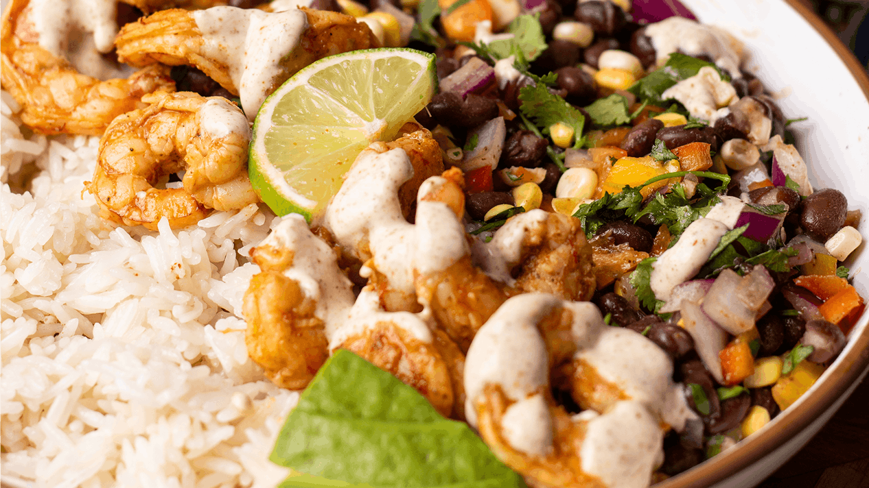 Chipotle Shrimp Taco Bowl with Black Bean Salsa
