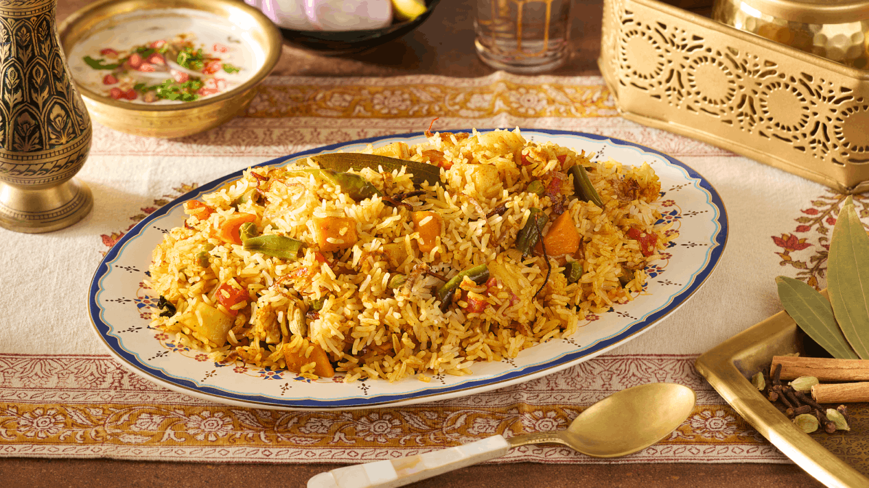 Vegetable Dum Biryani with Royal® Chef's Secret™ Golden Sella Basmati Rice