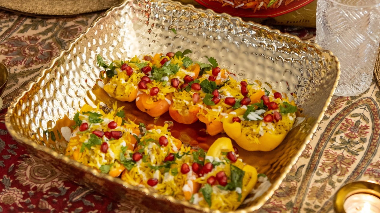 Vagharelo Bhat Stuffed Peppers with Royal® Chef’s Secret™ Extra Long Basmati Rice